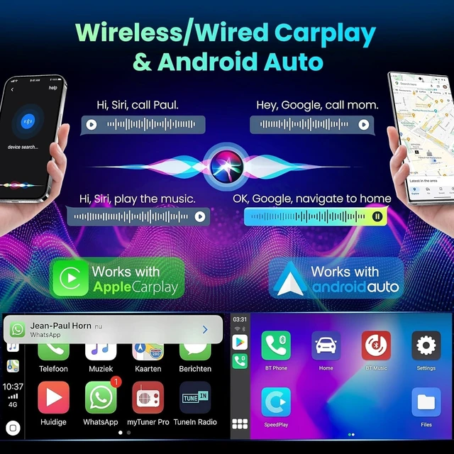 Alt view image 3 of 5 - for Hyundai Santa Fe Radio 2006-2012, 4+64 Stereo with Wireless Carplay&Android, 9 Inch HD Touchscreen Support GPS/WiFi/Bluetooth5.2/FM Radio/Backup Camera+MIC/SWC