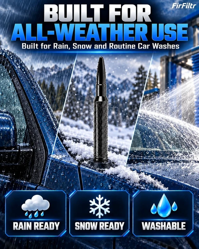 Alt view image 5 of 5 - FirFiltr 5.5IN Carbon Fiber Bullet Truck Antenna for F150 F250 F350 Bronco