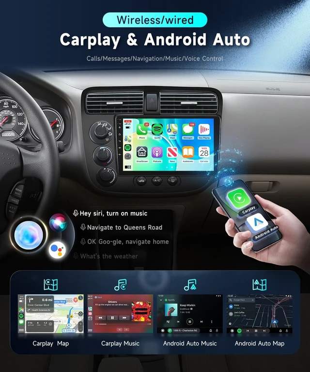Alt view image 3 of 5 - 9inch 5G WiFi Car Stereo Radio for Honda Civic 2001 2002 2003 2004 2005