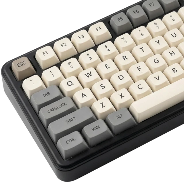 Main image of Thyrnovyn 133 Keys PBT Dye Sublimation Keycaps, Retro Grey White Minimalist Keycap Set, XDA Profile Custom Keycaps for Mechanical Keyboard 60% 65% 75% 100% Cherry MX Switches