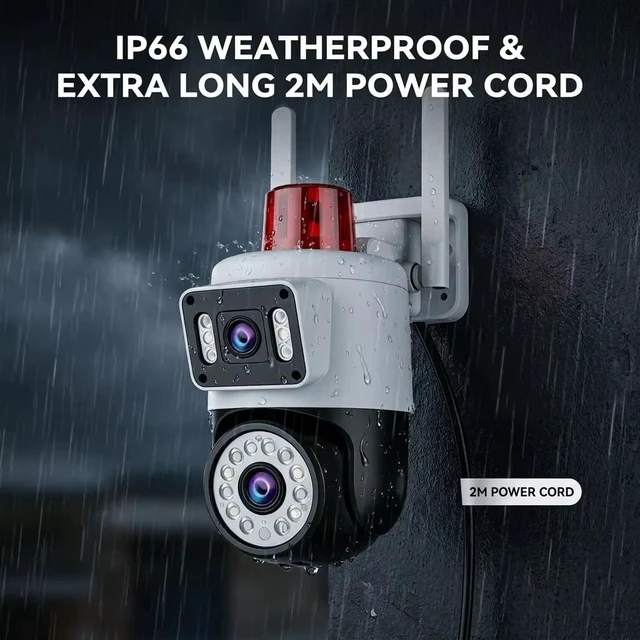 Alt view image 5 of 5 - Yoosee Dual Lens Wifi 4K 8MP Security Outdoor Camera, Night Vision/Two Way Intercom/Motion Alarm/Human Tracking/TF Card Cloud Recording, Network Surveillance CCTV with 2m Power(APP NO Ads) (2 Lens)