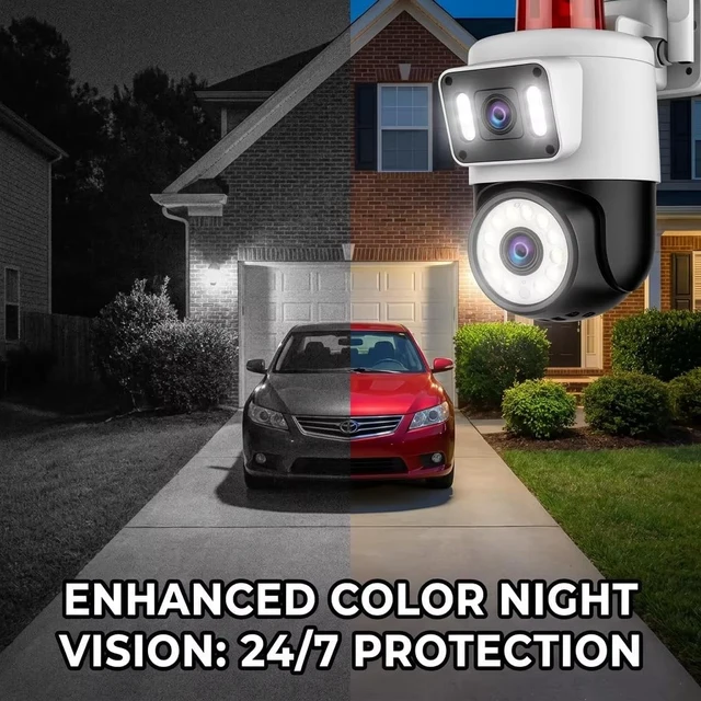 Alt view image 3 of 5 - Yoosee Dual Lens Wifi 4K 8MP Security Outdoor Camera, Night Vision/Two Way Intercom/Motion Alarm/Human Tracking/TF Card Cloud Recording, Network Surveillance CCTV with 2m Power(APP NO Ads) (2 Lens)