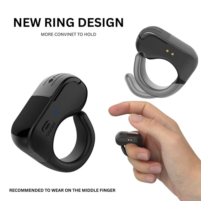 Alt view image 3 of 5 - INSTAWOW AirKlc Finger Ring Mouse Version 2.0, Bluetooth Touchpad, Cursor Control, Video Touch Scroll, Compatible with PC, Laptop, Mobile, Tablet, Comes with USB Dongle