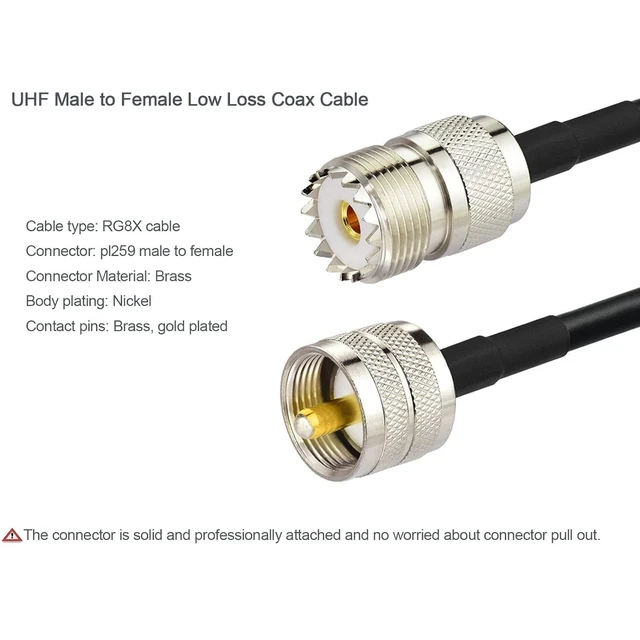 Alt view image 2 of 5 - Superbat PL-259 UHF CB Coax Cable 30FT, RG8x PL-259 UHF Male to Female Low Loss Antenna Extension Jumper for HAM Radio, Antenna Analyzer, Dummy Load, SWR Meter