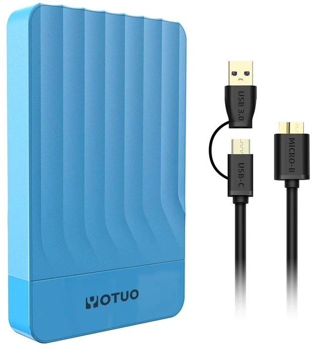 Main image of YOTUO 320GB External Hard Drive, Portable Storage Expansion HDD, USB 3.0 & USB-C for PC, Mac, Desktop, Laptop, Smartphone, PS4, Xbox One, Xbox 360, Office & Game, Blue