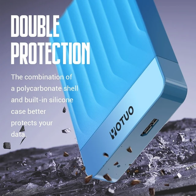 Alt view image 4 of 4 - YOTUO 320GB External Hard Drive, Portable Storage Expansion HDD, USB 3.0 & USB-C for PC, Mac, Desktop, Laptop, Smartphone, PS4, Xbox One, Xbox 360, Office & Game, Blue