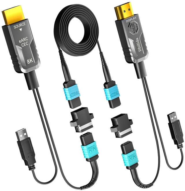 Main image of 8K Detachable MPO Pure Fiber Optic HDMI 2.1 Cable 33FT, 48Gbps, eARC, 8K 60Hz, 4K 120Hz, Dynamic HDR for PS5 PS4, Xbox Series X, Denon/Yamaha Receiver, LG, Samsung, Sony TV