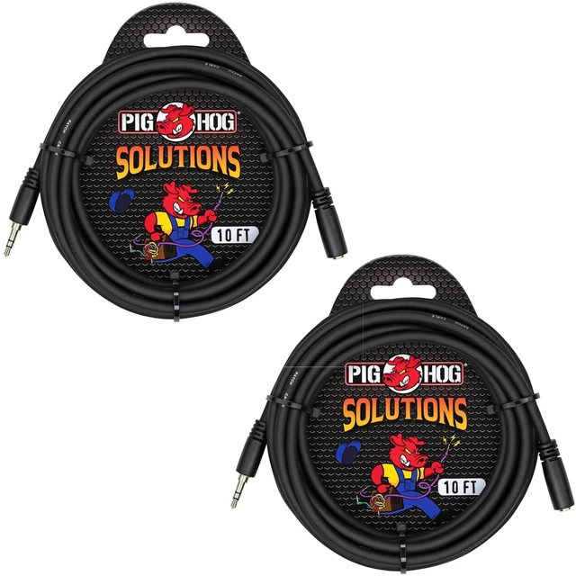 Main image of Pig Hog PHX35-10 3.5mm TRSF to 3.5mm TRSM Headphone Extension Cable, 10 Feet (2 Pack)