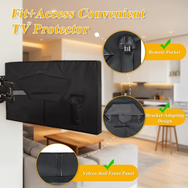 Alt view image 5 of 5 - All-Weather outdoor tv cover 43 inch weatherproof for 4043" Outdoor TVs, 600D Oxford PU-Coated Waterproof Dustproof Sunproof outdoor tv cover, Front Zipper Roll-Up Design