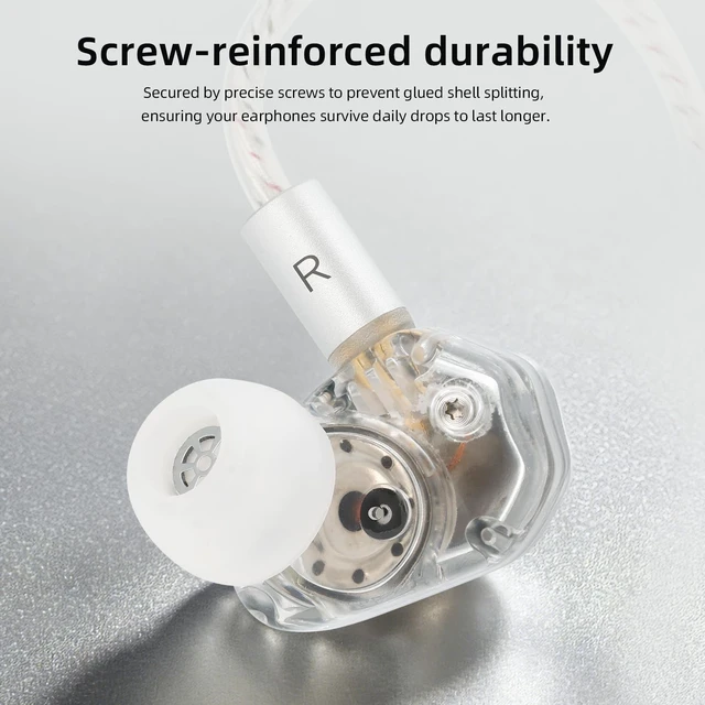 Alt view image 5 of 5 - Kefine Loric IEMs, PU+ Titanium Diaphragm Drive in-Ear Monitors, Dual-magnet & Dual-chamber Driver, Ultralight Zinc Alloy Wired Earbuds, Detachable 160-Core Silver-Plated Cable(Silver, 3.5mm with Mic)