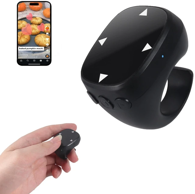 Main image of Wireless Bluetooth Air Finger Ring Mouse, Rechargeable TikTok Scrolling Ring with Touchscreen, Page Turner for E-Book Remote Control Short Video Camera Shutter, for Phone Tablet Android iOS(Bla
