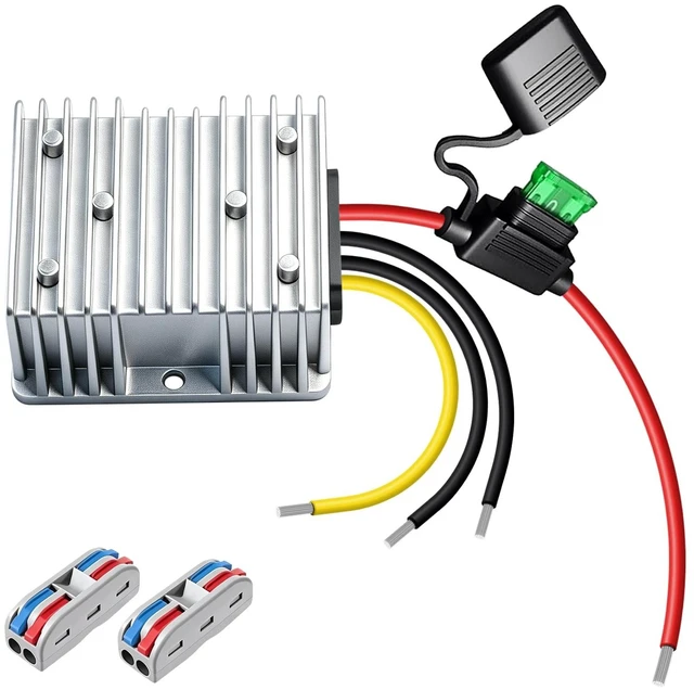 Main image of YNDZ 15-55V to 12V 660W Step Down Converter DC 24V 36V 48V to 12V 25A High Waterproof Voltage Regulator Buck Transformer with 2 Wiring Terminals for Car Truck RV Boat Solar System LED Light