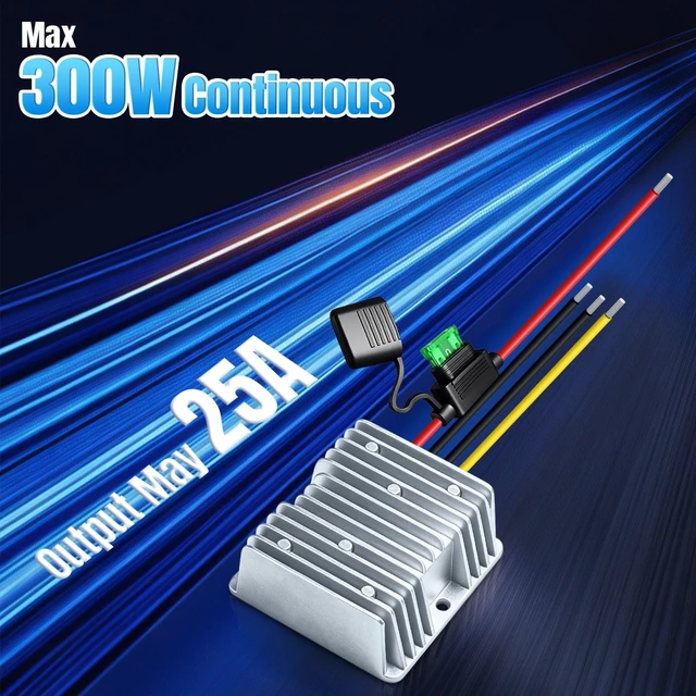 Alt view image 3 of 5 - YNDZ 15-55V to 12V 660W Step Down Converter DC 24V 36V 48V to 12V 25A High Waterproof Voltage Regulator Buck Transformer with 2 Wiring Terminals for Car Truck RV Boat Solar System LED Light