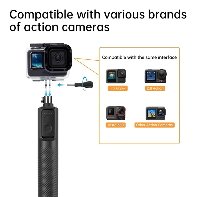 Alt view image 2 of 5 - Suptig Selfie Stick Floating Hand Grip Waterproof Extendable Selfie Monopod Compatible Gopro Hero 13 Hero 12/11/10/9/8/7/6/5, Gopro Mission 1 Pro, DJI Action 6 5 Pro 5 4 3 and More Action Camera