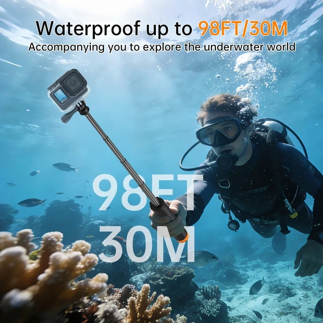 Alt view image 4 of 5 - Suptig Selfie Stick Floating Hand Grip Waterproof Extendable Selfie Monopod Compatible Gopro Hero 13 Hero 12/11/10/9/8/7/6/5, Gopro Mission 1 Pro, DJI Action 6 5 Pro 5 4 3 and More Action Camera