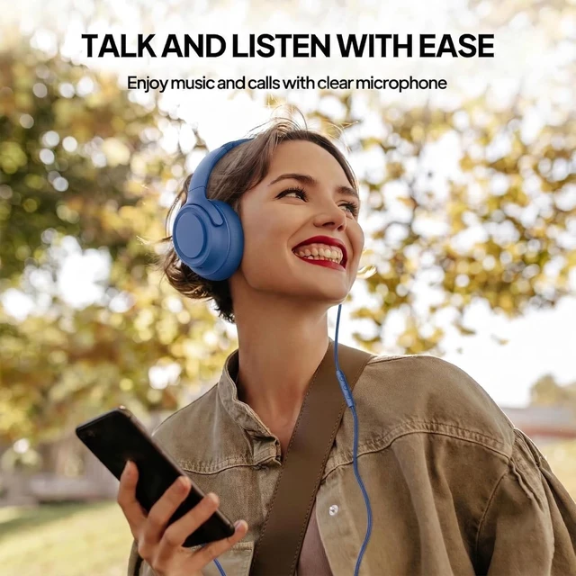 Alt view image 2 of 5 - ADOOPE USB C Wired Over-Ear Headphones with Mic, Blue, No Bag
