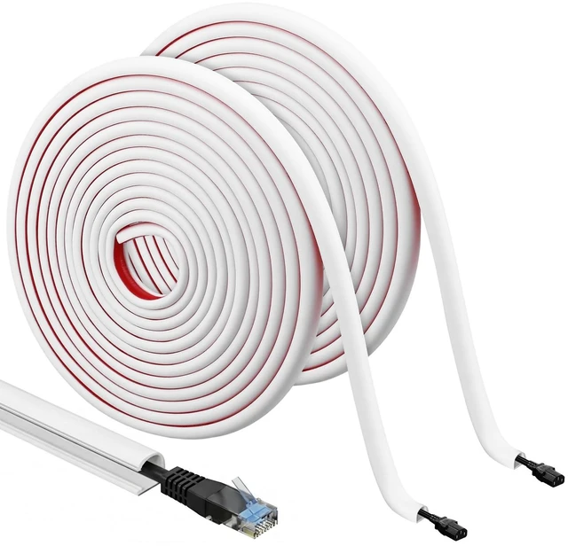 Main image of Tatuo 2 Pcs Silicone Wall Wire Hider Flexible Cord Hider,White,Small-20 ft