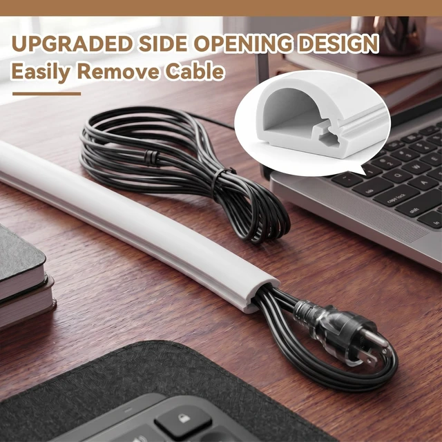 Alt view image 5 of 5 - Tatuo 2 Pcs Silicone Wall Wire Hider Flexible Cord Hider,White,Small-20 ft