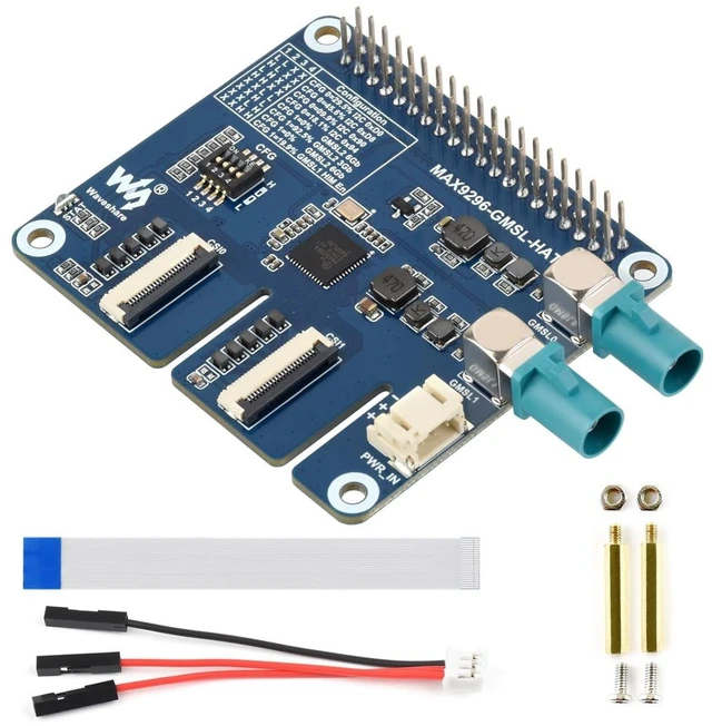 Main image of Waveshare 2-Ch GMSL Camera HAT, Equipped with MAX9296A Deserializer, High-Speed and Low-Latency Serial Transmission, Compatible with Raspberry Pi 5 and Jetson Orin NX/Nano