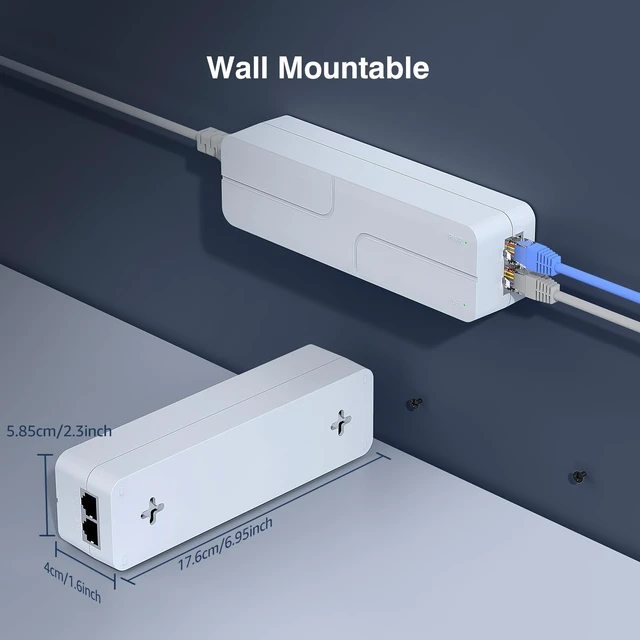 Alt view image 5 of 5 - 2.5Gb PoE++ Injector 90W, VunLink High Power IEEE 802.3bt Multi-Gig PoE Adapter, 55V Output, 10/100/1000/2500Mbps for WiFi 7 Access Point, PTZ Camera, Video Conference System, Plug & Play, Up to 100m