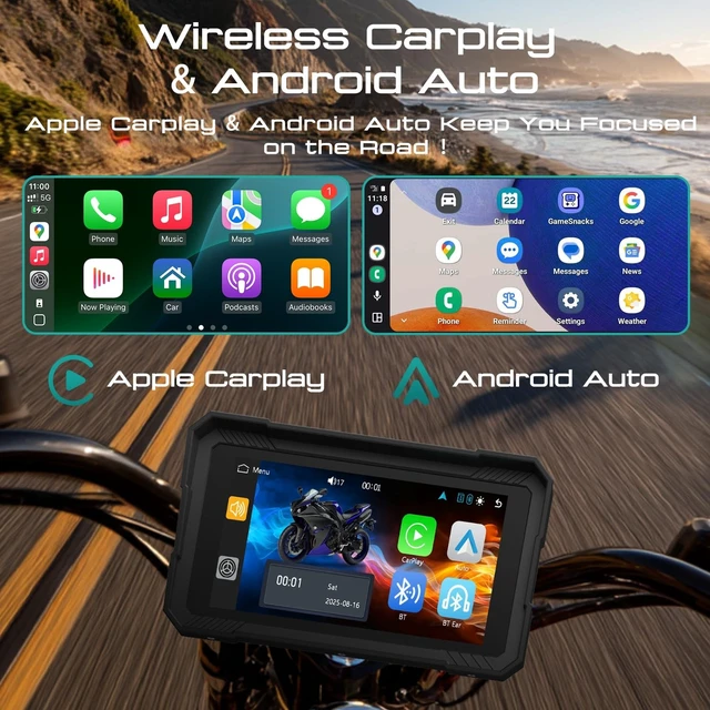 Alt view image 3 of 5 - RUIST 5.0" Wireless Motorcycle CarPlay Screen with TPMS, Model MOX50