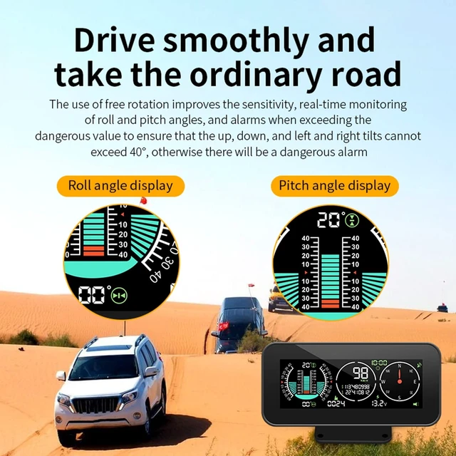 Alt view image 4 of 5 - HUD Display, Inclinometer Color LCD Screen Dual Signal Heat Resistant Universal for Off-Road Vehicles for Motorcycles