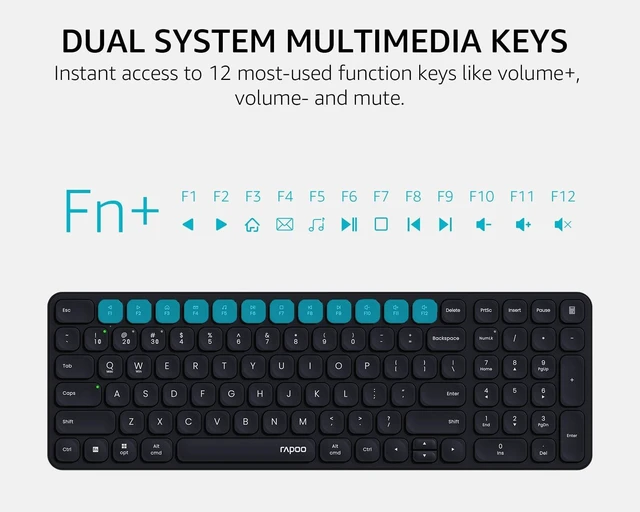 Alt view image 5 of 5 - Rapoo E9310M Wireless Keyboard for Mac/iPad/PC, Multi-Device Bluetooth Keyboard with Number Pad, Low-Profile, Quiet Typing, 99-Key, Battery Powered, Support 4 Devices for Windows, Linux, Chrome