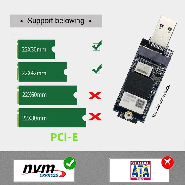 Alt view image 2 of 5 - NGFF USB 3.0 to Single Protocol Channel NVME M-Key M.2 PCI-E 2242 2230 SSD External PCBA Case Conveter Adapter JMS583 Chipset