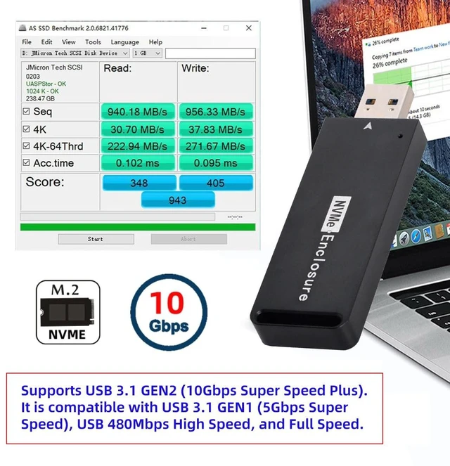 Alt view image 5 of 5 - NGFF USB 3.0 to Single Protocol Channel NVME M-Key M.2 PCI-E 2242 2230 SSD External PCBA Case Conveter Adapter JMS583 Chipset