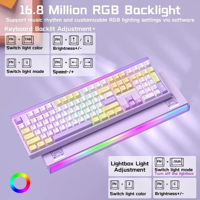Alt view image 5 of 5 - Aula H108 Wireless Silent Mechanical Keyboard with Number Pad Hot Swappable