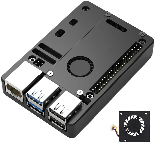 Main image of eleUniverse Ultra-Thin CNC Aluminum Case with Fan for Raspberry Pi 5