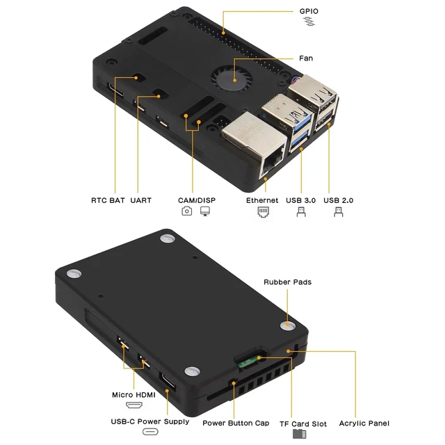Alt view image 3 of 5 - eleUniverse Ultra-Thin CNC Aluminum Case with Fan for Raspberry Pi 5