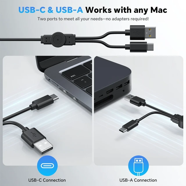 Alt view image 3 of 5 - OMOTON Keyboard and Mouse for Mac, Wired USB-C & USB-A, Zero Setup, Grey