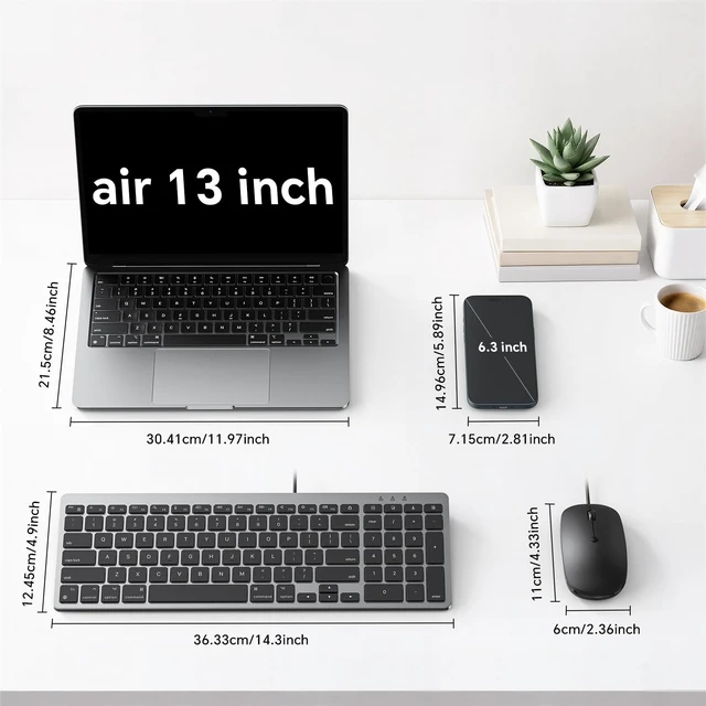 Alt view image 5 of 5 - OMOTON Keyboard and Mouse for Mac, Wired USB-C & USB-A, Zero Setup, Grey