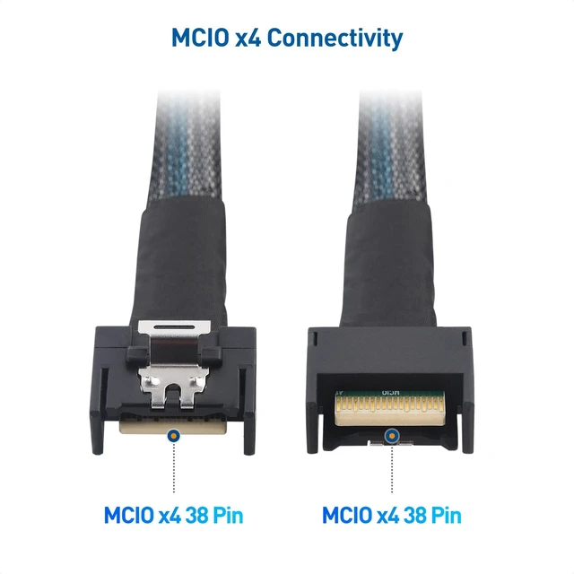 Alt view image 2 of 5 - Cable Matters MCIO x4 38-Pin Cable, PCIe Gen5, 2.8ft/0.85m
