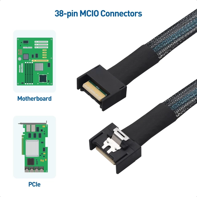 Alt view image 4 of 5 - Cable Matters MCIO x4 38-Pin Cable, PCIe Gen5, 2.8ft/0.85m