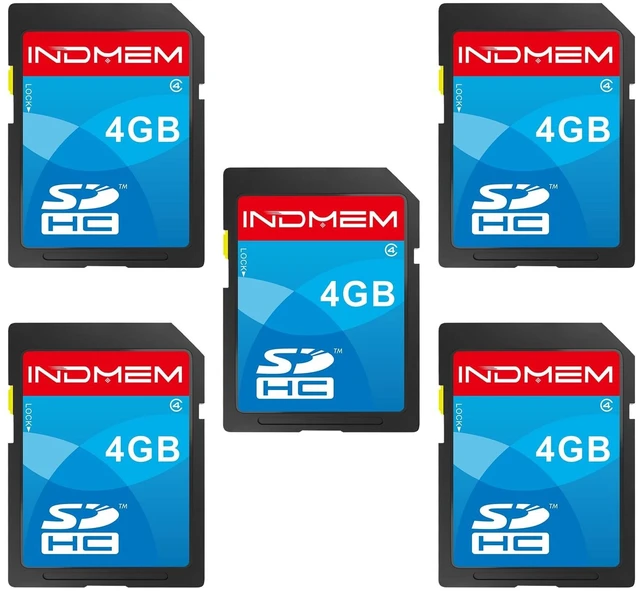 Main image of INDMEM SD Card 4GB 5 Pack SDHC Class 4 Flash Memory Card 4 GB Digital Camera Cards
