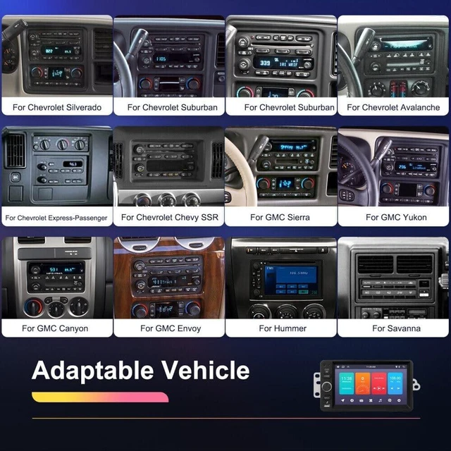 Alt view image 3 of 5 - 4+64G Car Stereo Radio for Chevy 2003-2006 Tahoe Colorado Savana Silverado 1500 for GMC Canyon Yukon Sierra Hummer Blazer 7 Touchscreen Wireless for Carplay Android Auto Double Din Android 13