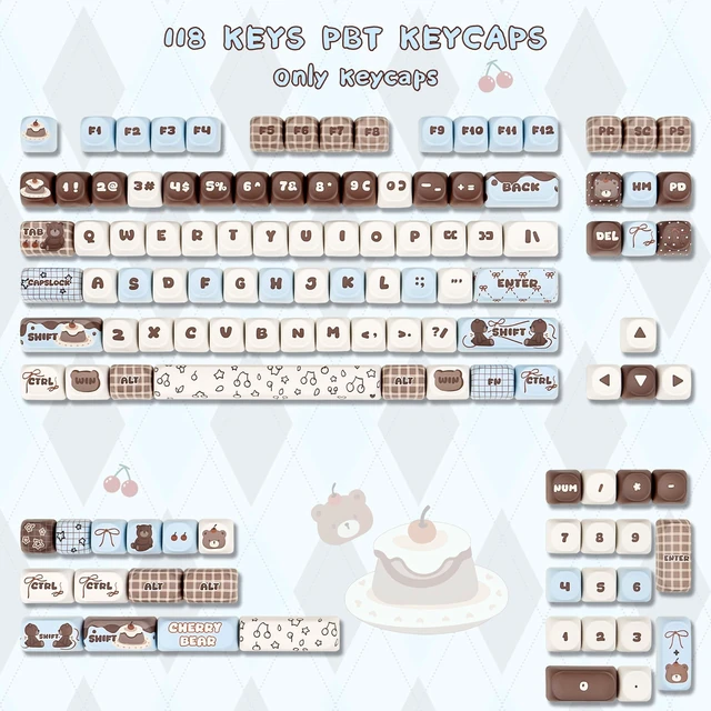 Alt view image 2 of 5 - ZERRIOY 118-Keys Blue Cake Theme PBT Dye-Sublimation Custom Keycaps