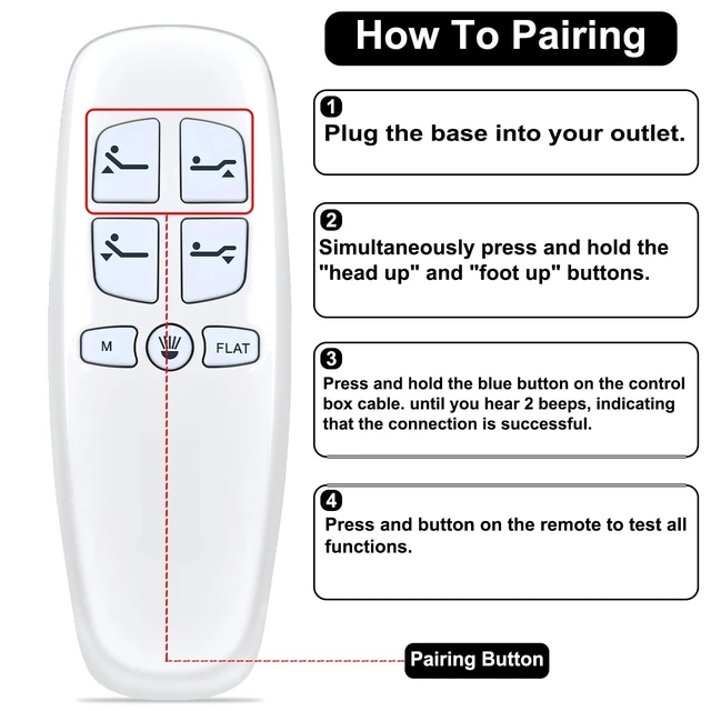 Alt view image 2 of 4 - Rankle Memory Replacement Remote for Lucid L300 Adjustable Bed, for Bed Tech Bedtech BT2000, for Milemont Richmat HJH13D, for AMBEE21 CastleBeds (Version Without BT)