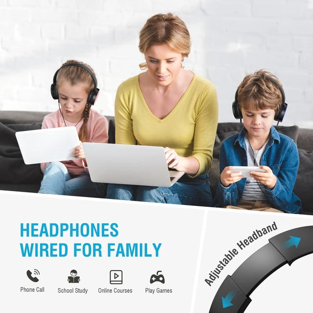 Alt view image 2 of 5 - Cofano 10 Pack Kids Headphones, Wired Classroom Headphones for K-12 Schools
