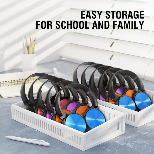 Alt view image 5 of 5 - Cofano 10 Pack Kids Headphones, Wired Classroom Headphones for K-12 Schools