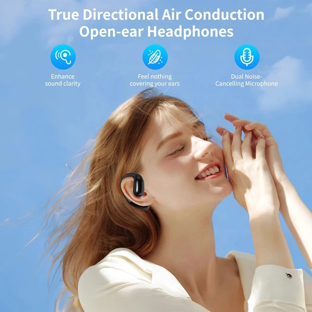 Alt view image 3 of 5 - Open Ear Headphones, Bluetooth Wireless Earbuds with Built-in Mic, Secure Comfortable Fit, Sweat-Resistant Sports Headphones for Running, Workout, Cycling & Everyday Wear, Long Battery Life