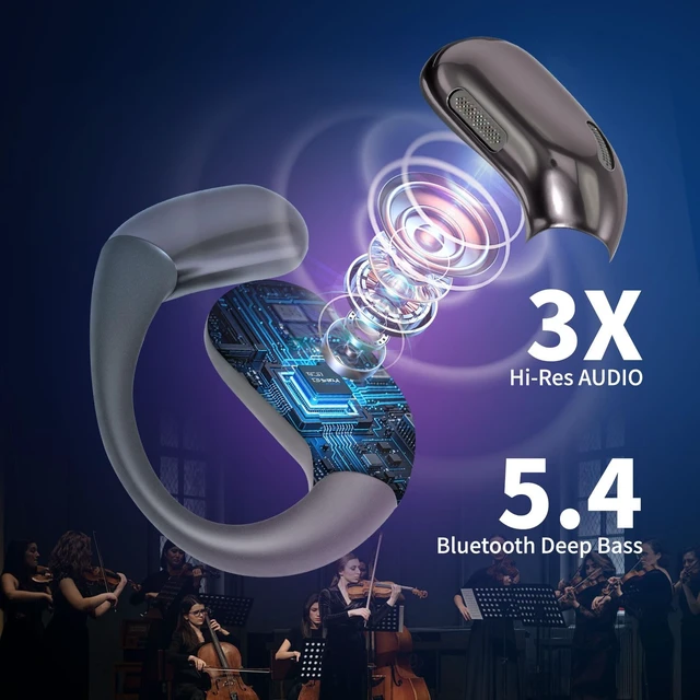 Alt view image 4 of 5 - Open Ear Headphones, Bluetooth Wireless Earbuds with Built-in Mic, Secure Comfortable Fit, Sweat-Resistant Sports Headphones for Running, Workout, Cycling & Everyday Wear, Long Battery Life