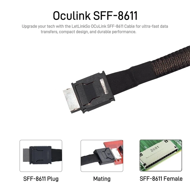 Alt view image 2 of 5 - LetLinkSo Oculink Cable SFF-8611 4i Long Shielded Extension Cable