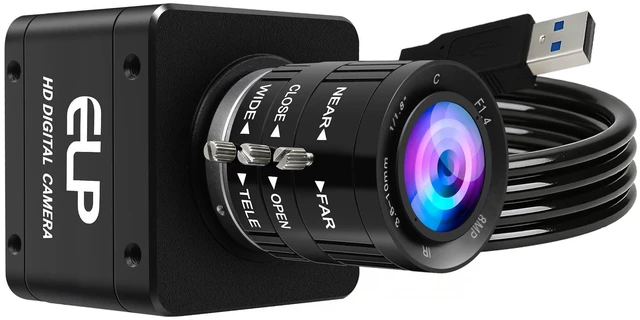 Main image of ELP High Speed Global Shutter USB3.0 Zoom Camera, 720P/200fps, 1200P/120fps, 3.6-10mm 3X Zoom Webcam, USB3.0/2.0 Manual Focus Lightburn Cameras for Windows, Linux, Mac, Pi