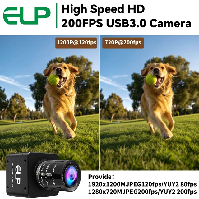 Alt view image 3 of 5 - ELP High Speed Global Shutter USB3.0 Zoom Camera, 720P/200fps, 1200P/120fps, 3.6-10mm 3X Zoom Webcam, USB3.0/2.0 Manual Focus Lightburn Cameras for Windows, Linux, Mac, Pi