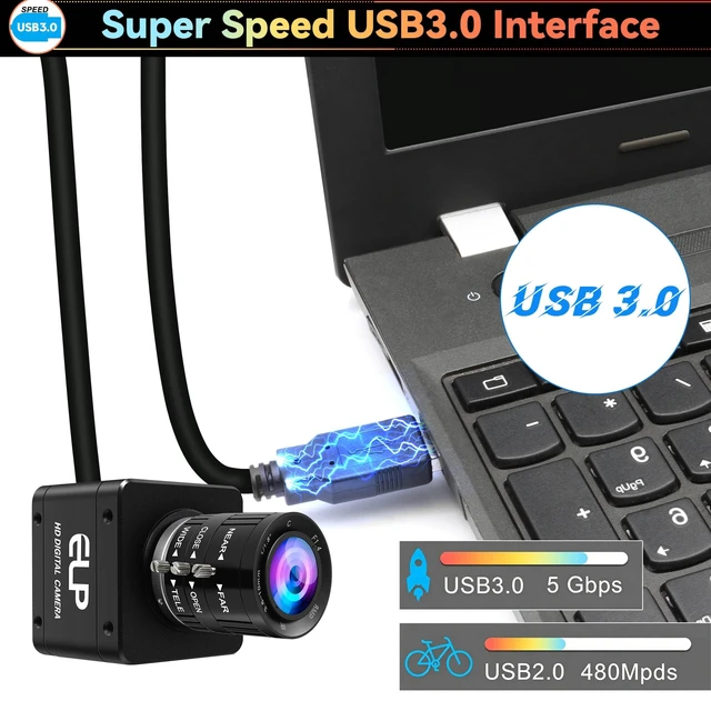 Alt view image 4 of 5 - ELP High Speed Global Shutter USB3.0 Zoom Camera, 720P/200fps, 1200P/120fps, 3.6-10mm 3X Zoom Webcam, USB3.0/2.0 Manual Focus Lightburn Cameras for Windows, Linux, Mac, Pi