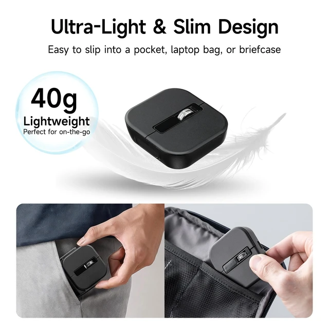 Alt view image 3 of 5 - SANWA Wireless + 2 Bluetooth Mini Mouse with Magnetic Palm Rest, 2 in 1 Portable Pocket Mouse for Laptop, 800/1200/1600 DPI, Rechargeable, Small Travel Mice for Win, Mac, Home, Office, Mobile W