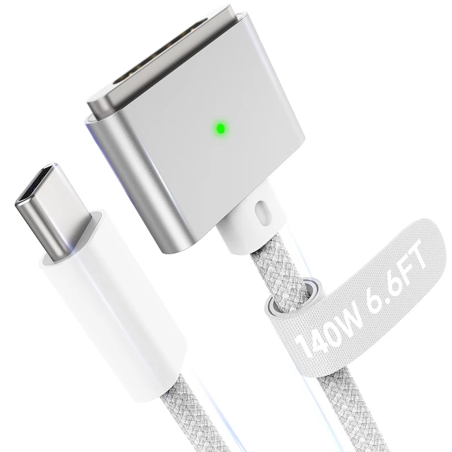 Main image of Hugener Magnetic 3 Cable USB-C 6.6FT for MacBook Air Pro Charger, Grey